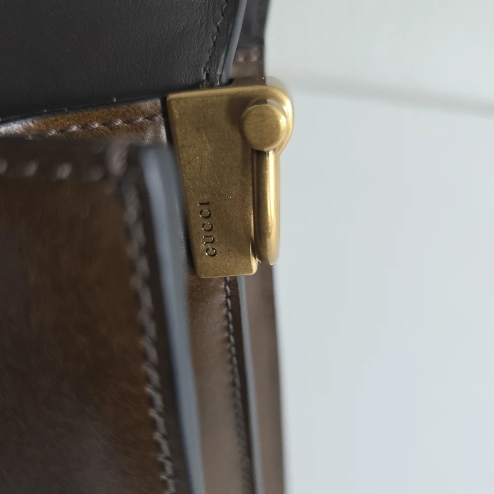 Gucci Leather Handbag Women's Brown Medium Borsa Snake Dustbag New - Picture 11 of 16